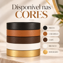 [LEVE 2 PAGUE 1] Espelho Redondo Decorativo Com Alça de Couro e LED + BRINDE: Kit 2 Vasos de Cerâmica
