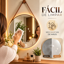 [LEVE 2 PAGUE 1] Espelho Redondo Decorativo Com Alça de Couro e LED + BRINDE: Kit 2 Vasos de Cerâmica