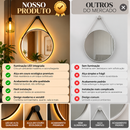 [LEVE 2 PAGUE 1] Espelho Redondo Decorativo Com Alça de Couro e LED + BRINDE: Kit 2 Vasos de Cerâmica